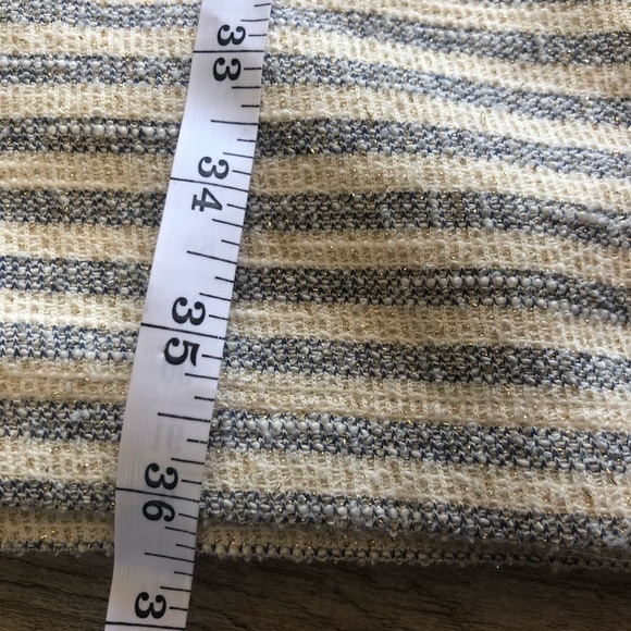 REISS Cream, Blue & Metallic Gold striped sleeveless dress - Picture 13 of 13